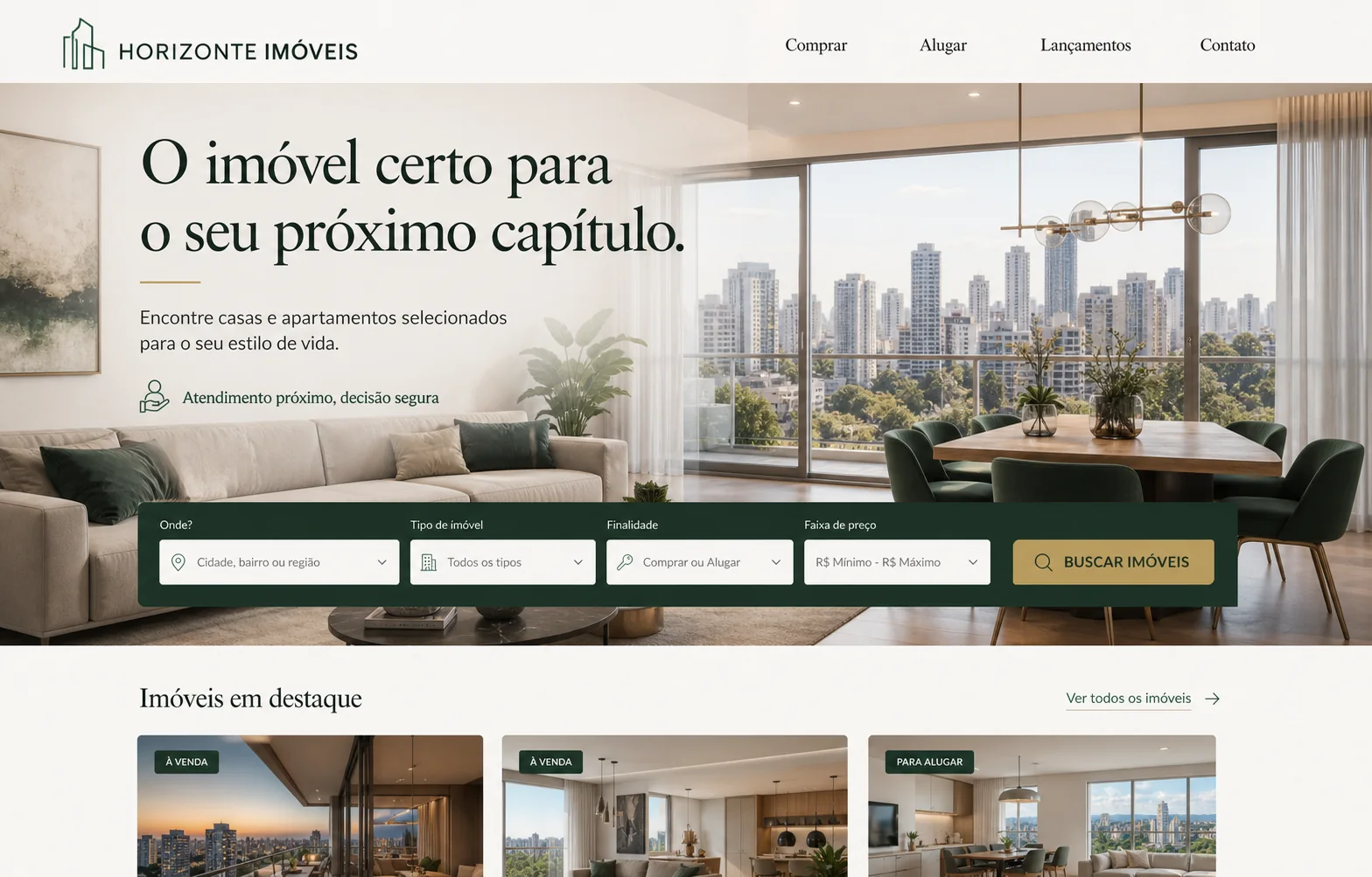 Conceito de landing page para o mercado imobiliário